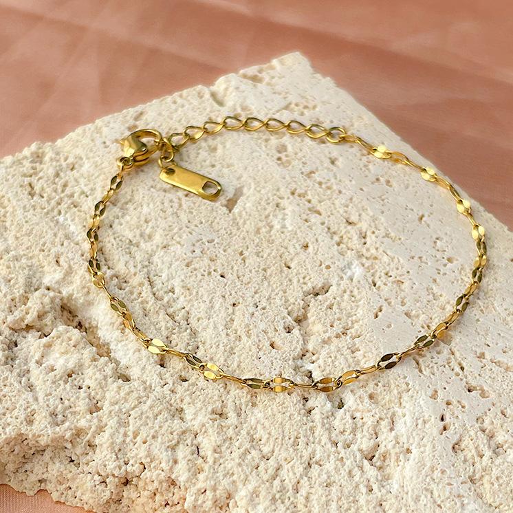 Recommended Classic Titanium Steel Gold-Plated Rose Gold Bracelet, Versatile Daily Temperament Thin Bracelet Women Do Not Fade