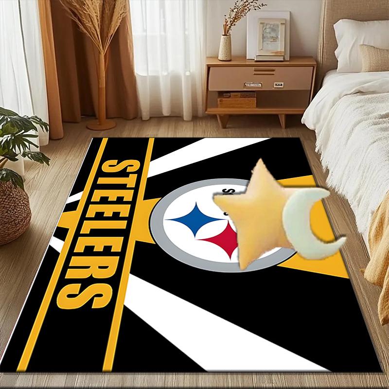 Pittsburgh Steelers Logo Art Rug Game Carpet, Floor Mat for Bedroom Living Room Entryway Rug, Home Decor Idea Gift for Christmas birthday