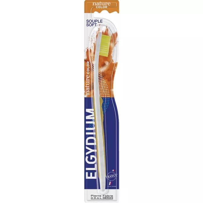 Toothbrushes-Elgydium Nature Color Soft Adult Toothbrush (Color : Yellow)