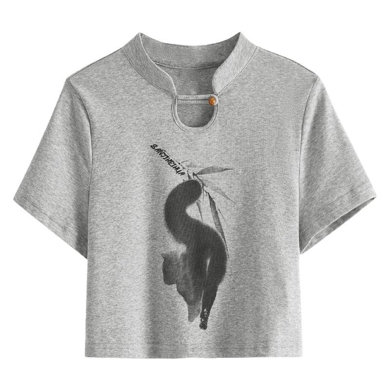 Letní národní přílivový vítr Dámské tričko Slim Topy s krátkým rukávem