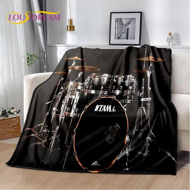 Kit de tambor musical, conjunto de instrumentos, cobertor de pelúcia macio, cobertor de flanela, cobertor para sala de estar, quarto, cama, sofá, piquenique, criança