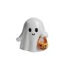 Cute Ghost Halloween Statue Resin Pumpkin Holding Spooky Figurine Home Desktop Decor Cute Ghost Ornament for Halloween