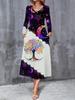 2025 Herbst und Winter Neue Damen Casual Mode Kleid Herbst 3D Blumenmuster Langarm V-Ausschnitt A-Linien Kleider