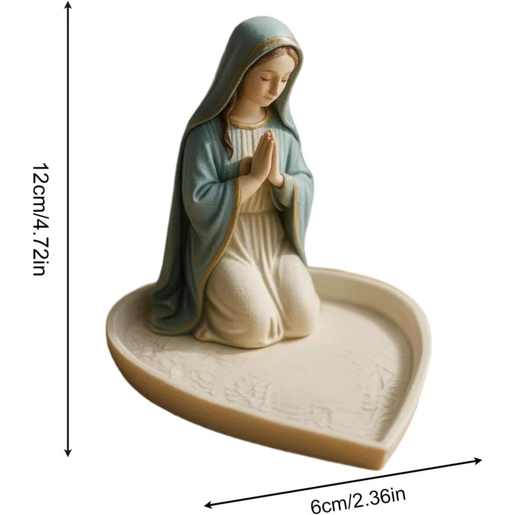 Virgin Mary Rosary Holder, Mary Praying Rosary Holder | Display Stand For Prayer Beads | Vintage Catholic Holders For Desktop Bookshelf