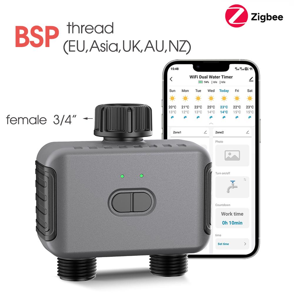 Temporizador de Agua Inteligente Tuya Zigbee/BT Controlador de Riego Automático 2 Salidas Aspersor Sistema de Riego para Jardín Soporte Alexa Google