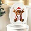 Cartoon Xmas Toilet Seat Cover Stickers Christmas Stickers, Self?Adhesive Waterproof PVC Wall Decals, 3D Colorful Reindeer Santa Tank Lid Decor for