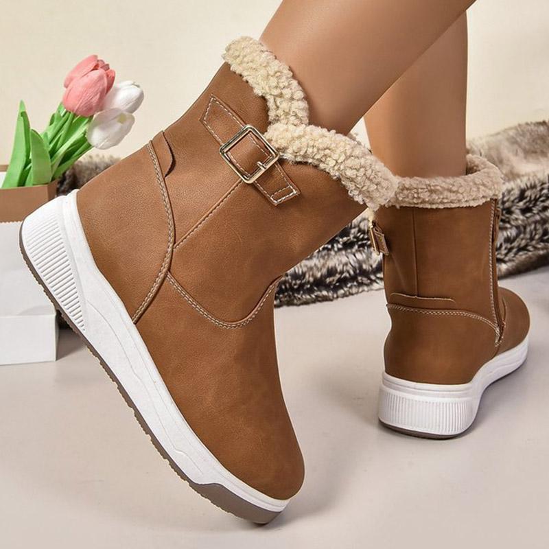 Fashion Fashion Women Snow Ankle Boots Leather Shoes 2024 Winter Trend New Fur Warm Cozy Woman Boots Casual Walking Cotton Botas Mujer