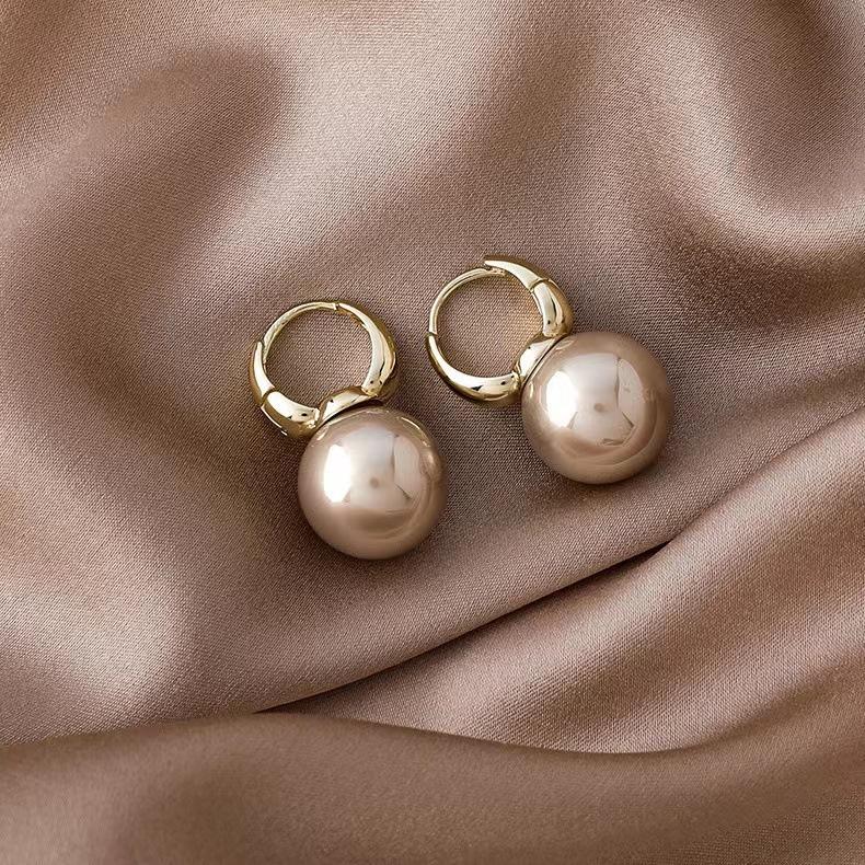 Gold Color Pearl Studs Hoop Earrings for Women Gold Color Eardrop Minimalist Hoops Wedding Fashion Jewelry Dropshipping