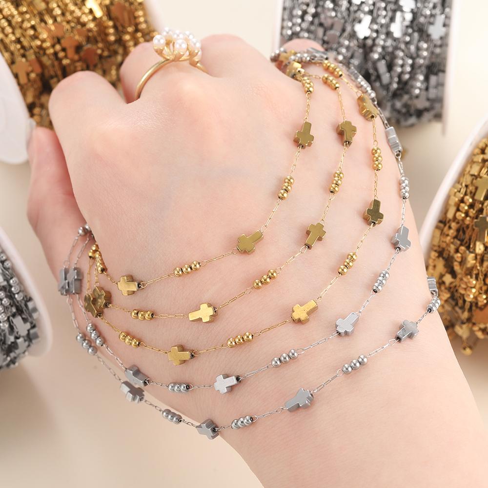 1meter/pack Stainless Steel Cross Chains for Jewelry Making DIY Women Men Necklace Bracelet Bulk Chain Accessories