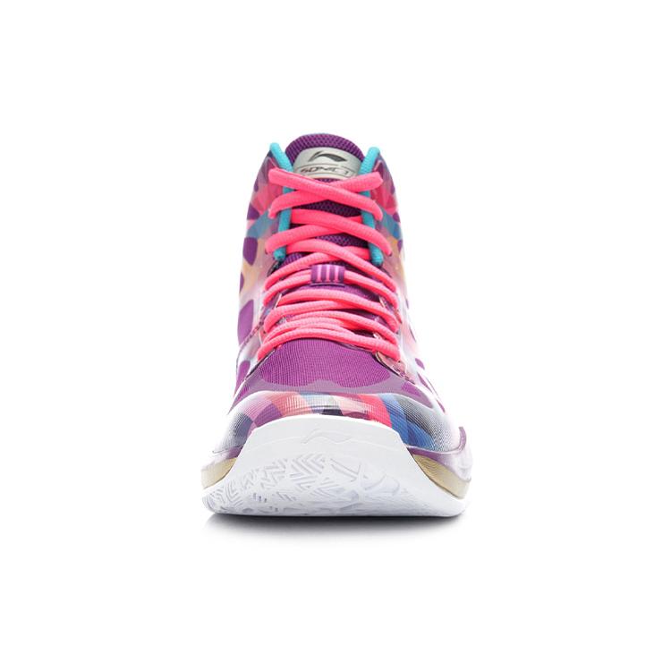 Li Ning SONIC 3 Mesh Cushioning Abrasion Resistant High top Basketball Shoes Men's Purple Gold ABPK021-4