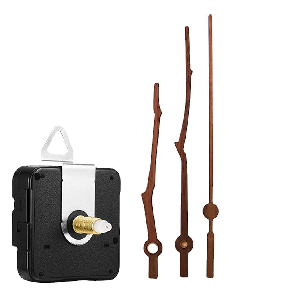 Ceas de perete pentru reparații bricolaj Seturi de mișcare pentru ceas mut Nuc negru din lemn masiv Indicator din lemn masiv Mecanism silențios de ceas cu cuarț cu piese de ace