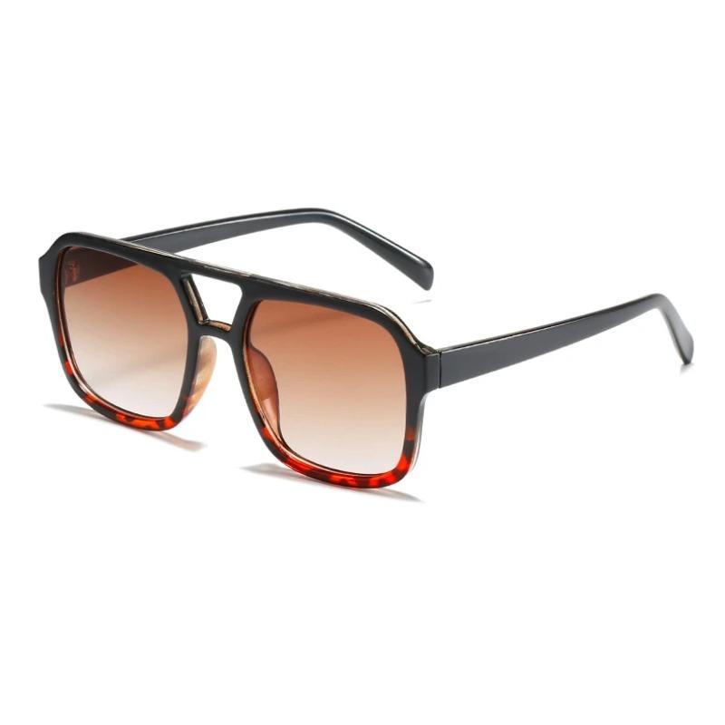 Retro Square Sunglasses Women Men New Trends Double Beam Yellow Big Sun Glasses Female Oversized Eyewear Shades UV400