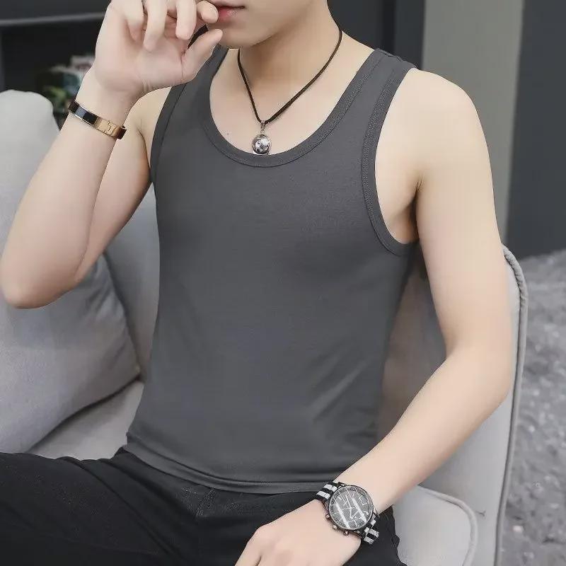 Men's 2025 Ice Silk Sleeveless Sports Vest - Loose Fit Summer T-Shirt Waistcoat