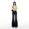 Retro non-stick leg slightly pulled jeans women's autumn and winter new high-waisted elastic loose and thin flared pants