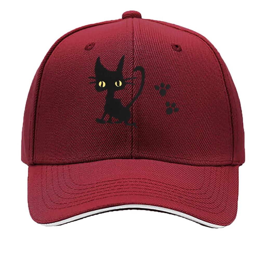 Multicolor Options Available for The Featuring a Black Cat Comfortable And Breathable This Solid C Sandwich Baseball Cap
