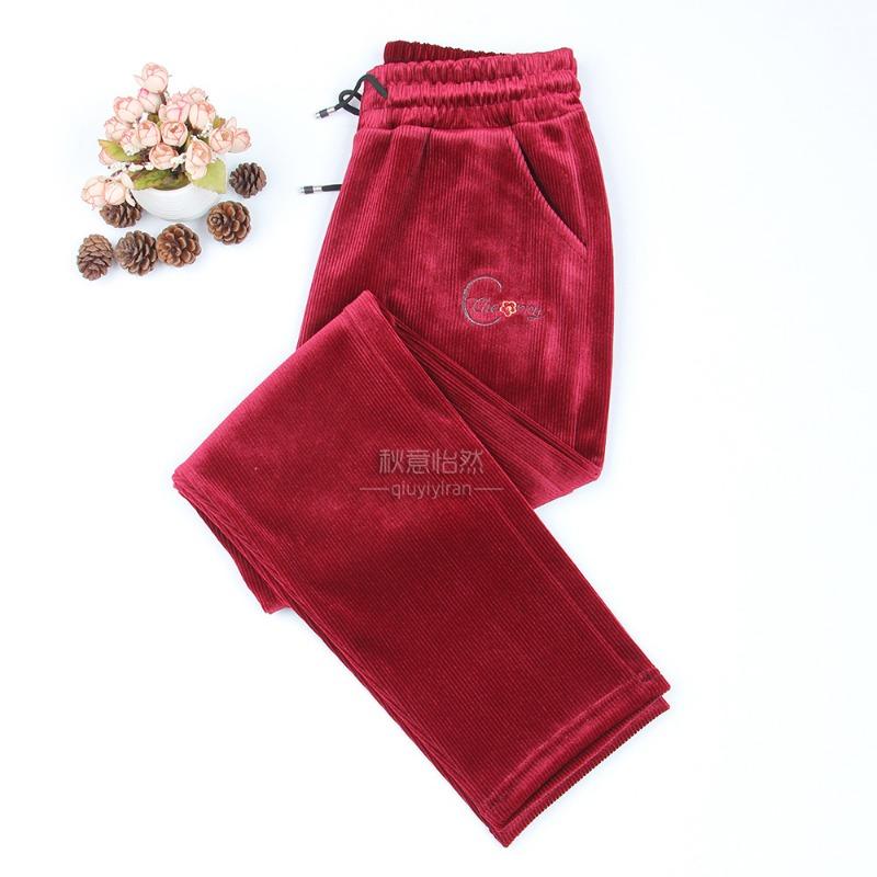 

Осенние вельветовые женские брюки большого размера, повседневная старая одежда, классические женские брюки средней посадки, мамины вельветовые длинные Large 5 Plus [Recommended 140-82.5kg]