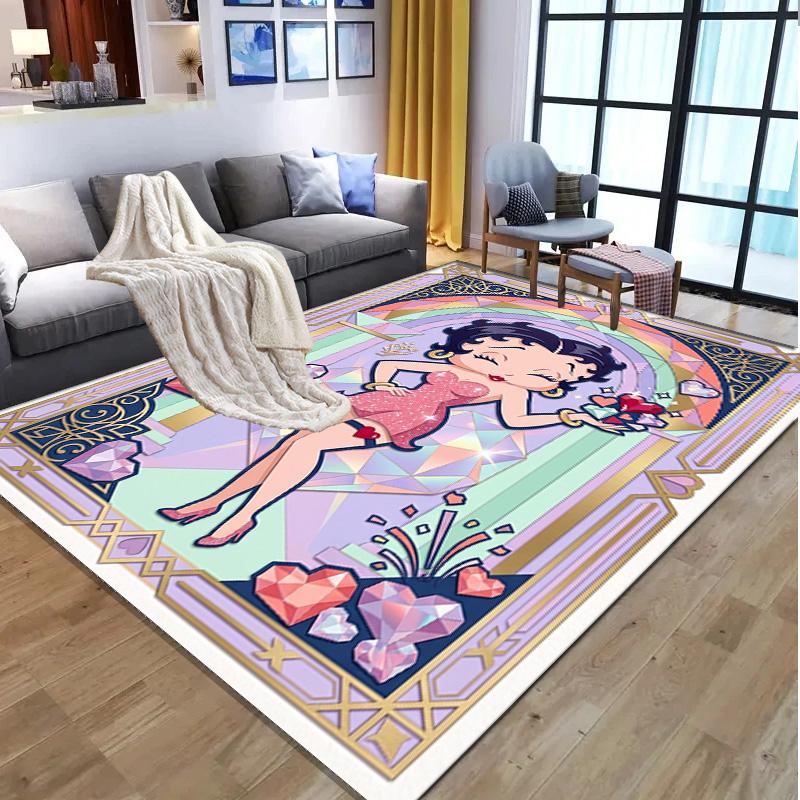 Betty Boop Pattern Rug, Indoor/Outdoor Mat, for Picnic, Gameroom, Bedroom, Office, Living Room, Home Decor Carpet, Birthday Gift