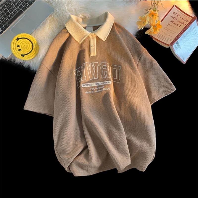 

Мужская рубашка поло свободного кроя American Vintage Waffle, дышащая, влагоотводящая - Устойчивая к сминанию, повседневная, спортивная, с коротким рукавом, с воротником 8XL