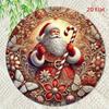 Christmas Santa Candy Cane 2D Metal Wall Art Round Tin Sign Decor