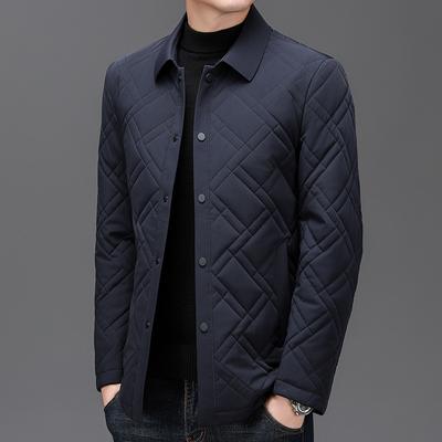 Płaszcz bawełniany z klapami dla mężczyzn w średnim wieku i młodych, Cienka kurtka bawełniana męska, Nowa zimowa moda, Casualowy trend, Wszechstronna kurtka bawełniana