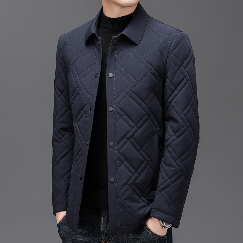 Middle-aged and Young Men's Lapel Thin Cotton Coat Jacket Men's New Winter Fashion Casual Trend Versatile Cotton Jacket