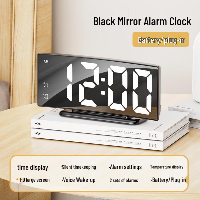 Minimalist Dual-Use LED Alarm Clock with Voice Control and Temperature Display