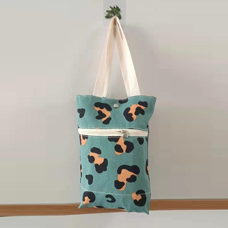 Canvas leopard print water cup bag stew pot stew cup handbag going out fashion sundries environmentally friendly fashion shopping bag