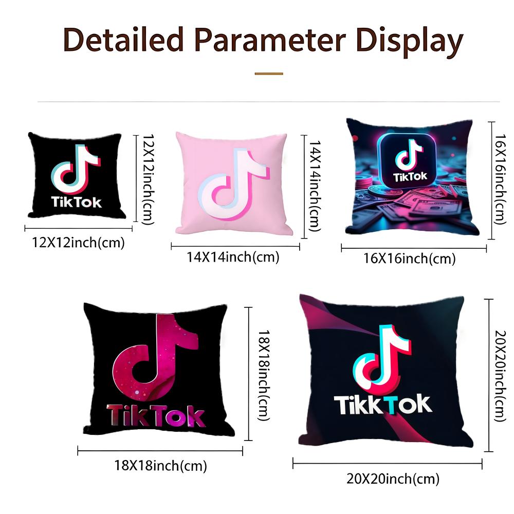 Social Tiktok Cushion Cover Cushion Cover Set 4Pcs 50X50 45X45 40X40 Pillowcase Decorative Sofa Home Decor