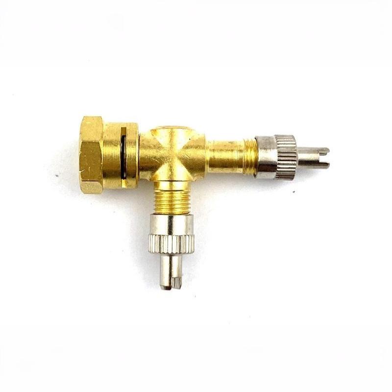 3 Way TPMS Valve Long Lasting Copper Rust-Proof Tire Accessory Pressure Gauge Connector for Truck Van Auto Repair Use