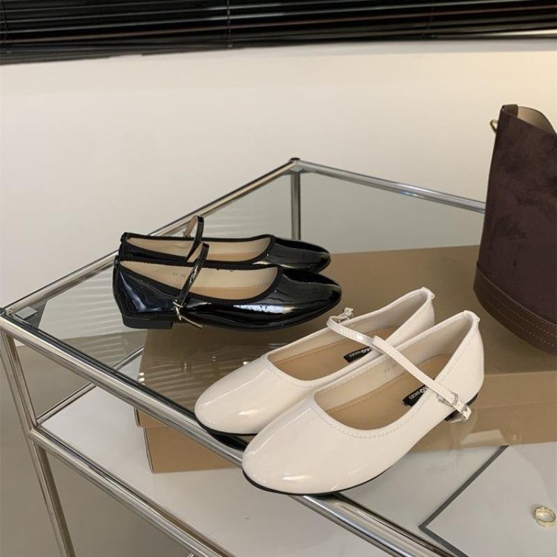 Spring New Round Toe Women Mary Jane Flats Shoes Shallow Ladies Casual Ballet Shoes Soft Sole Luxury Leather Shoes Zapatos Mujer