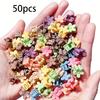 50 sets of mini hair clips, lovely plastic flower-shaped hair accessories, solid color hair clips, suitable for teenagers,