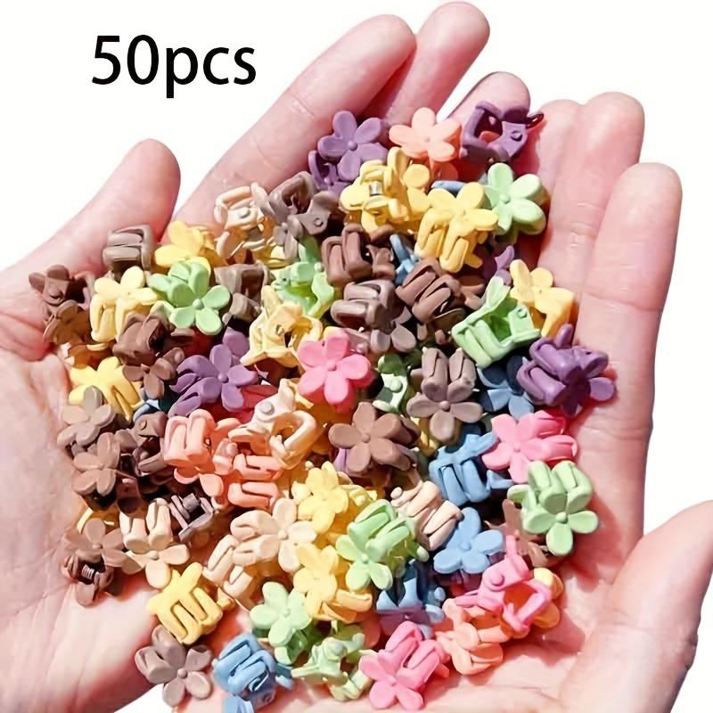 50 Sets of Mini Hair Clips, Lovely Plastic Flower-shaped Hair Accessories, Solid Color Hair Clips, Suitable for Teenagers,