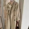 Woolen Coat Women's Mid-length Autumn and Winter Hepburn Style Temperament Small Loose Thick Woolen Coat