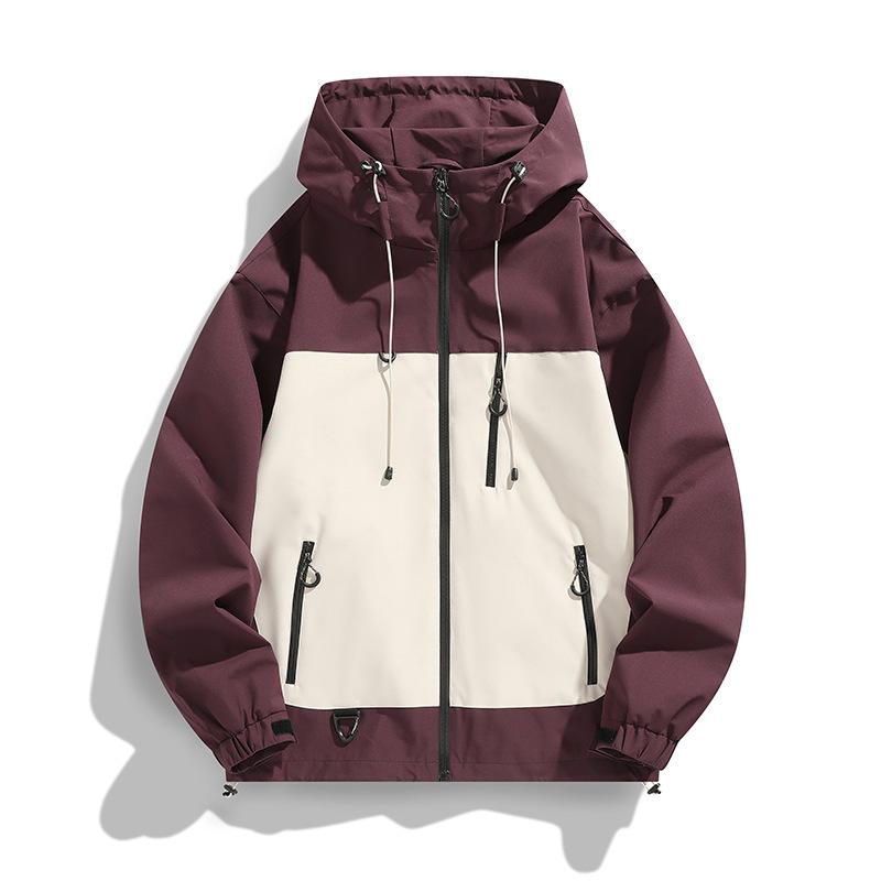 Spring American Contrasting Hooded Jacket for Men and Women Couples Trendy Versatile Jacket Windproof Waterproof Jacket for Men