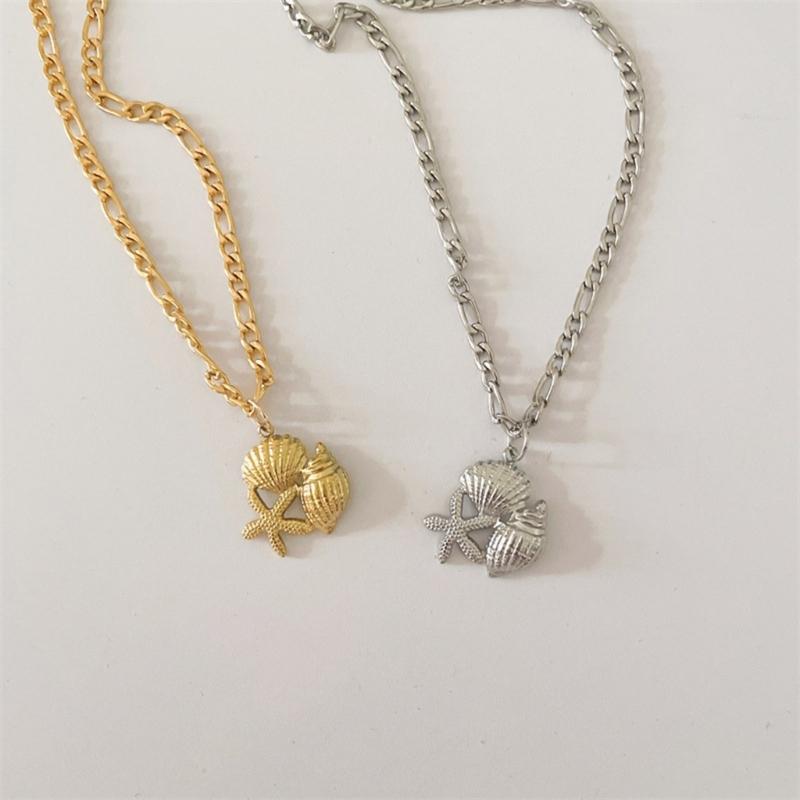 Gold and Silver Plated Necklace with Intricate Sea Shell Starfish Designs Perfect for Summer Parties and Daily Wear