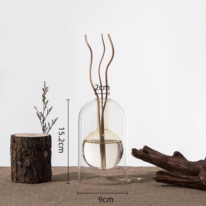 Transparent Double-layer Glass Vase Scented Bottle Candlestick Incense Base Terrarium Flower Vase Home Decoration Accessories
