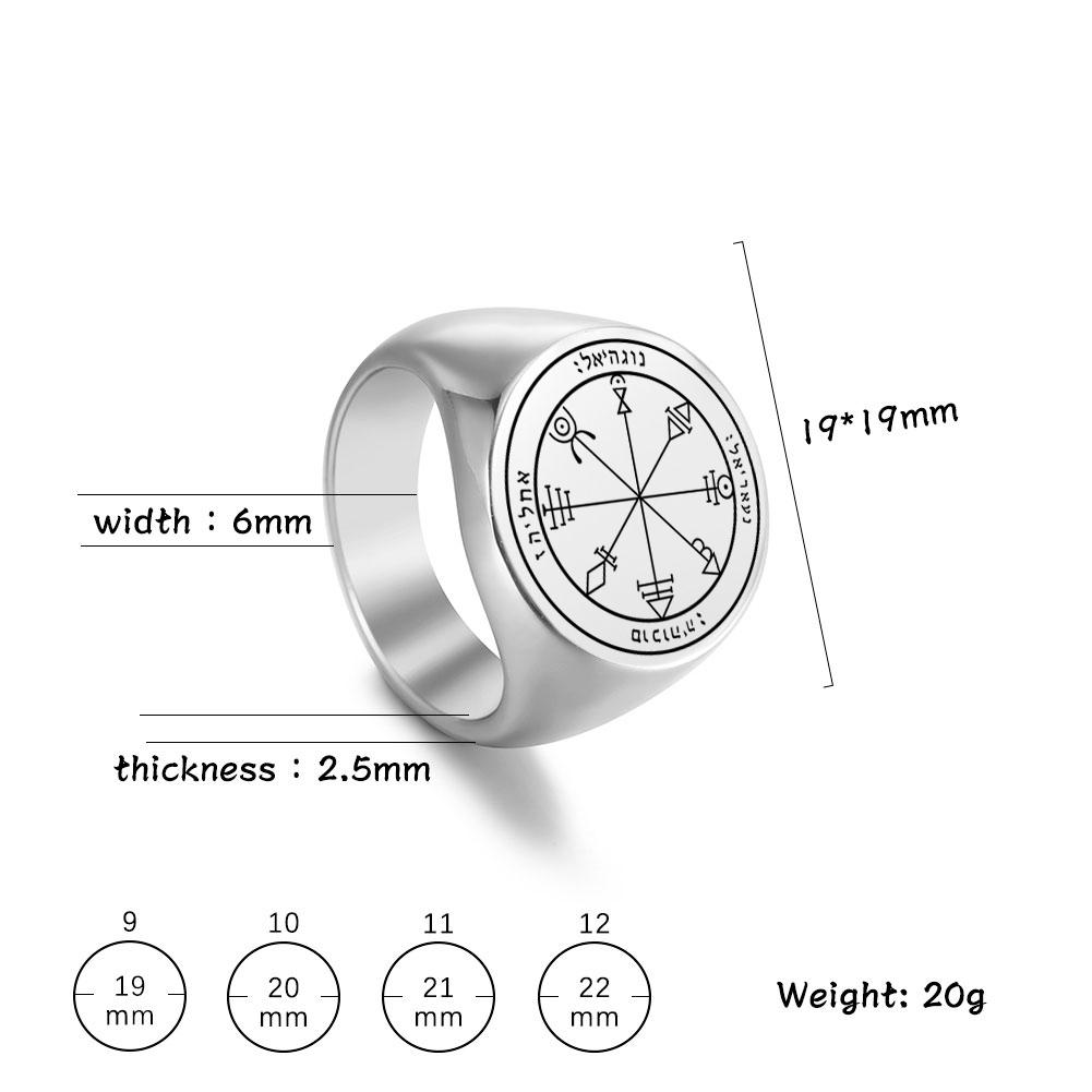 Vintage Tetragrammaton Rings Magical Wahyeh Blessed Pentagram of Solomon Finger Rings for Men Stainless Steel Jewelry