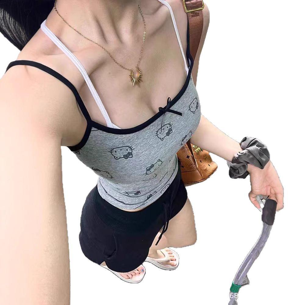 

Women s Slim Fit Kitty Cat Print Camisole - Summer Outerwear Small