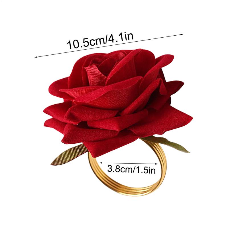 Red Flower Napkin Holders 12X Red Flower Napkin Holder Rings Dinner Tables Napkin Paper Buckle For Wedding Banquet Dining Table