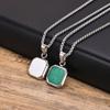 Square Natural Stone Necklaces for Men Women,Waterproof Multiple Colors Geometric Pendant Collar,Trendy Jewelry Gifts