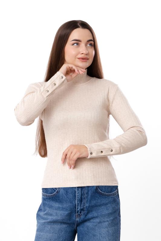 Women's Angora Long Sleeve Top – Decorative Buttons On Cuffs, Demi-season 8456-088 HC