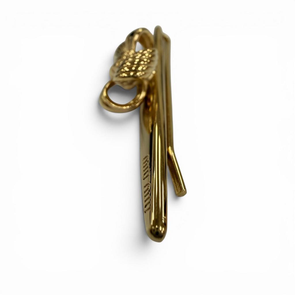 Excellent MIUMIU clip Metal Hair Barrette hair accessory gold metal Women 5IF273 Used
