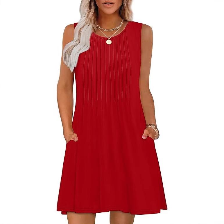 

Женское платье без рукавов с круглым вырезом, застежкой-молнией и карманом с принтом 2XL