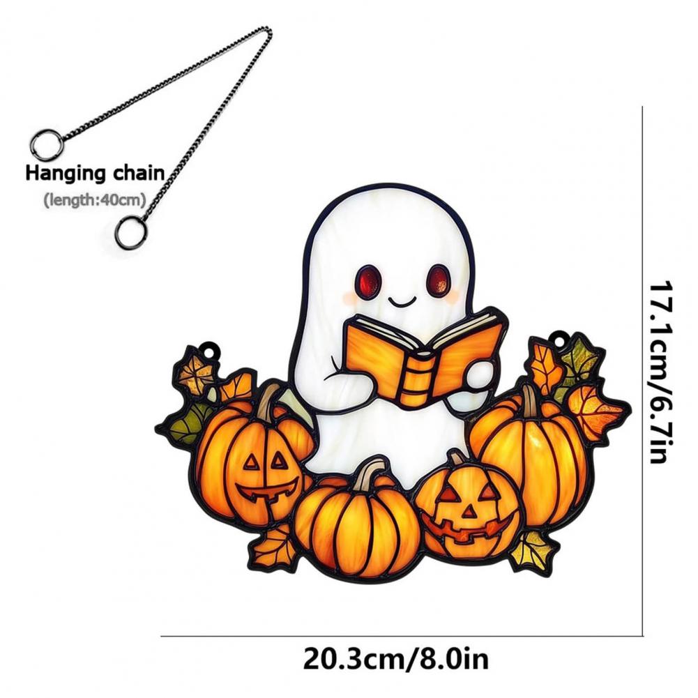 Ghost Suncatcher Party Decoration Halloween Ghost Lampshade Cute Ghost Suncatcher Set for Halloween Decor Stained