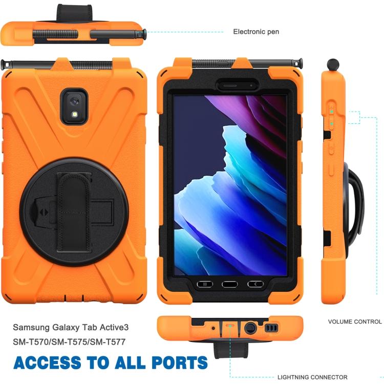 For Samsung Galaxy Tab Active 3 T570 / T575 8.0 Shockproof Colorful Silicone + PC Protective Case with Holder & Shoulder Strap & Hand Strap