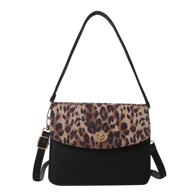 2024 Stylish Colorful Contrast Handbag For Women With Chic Leopard Print Design хаки
