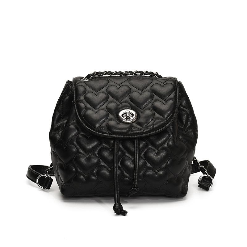 2025 New Korean Version Xiaoxiangfeng Love Grid Embroidered Thread Small Backpack Fashion Leisure Commuting Versatile Chain Backpack