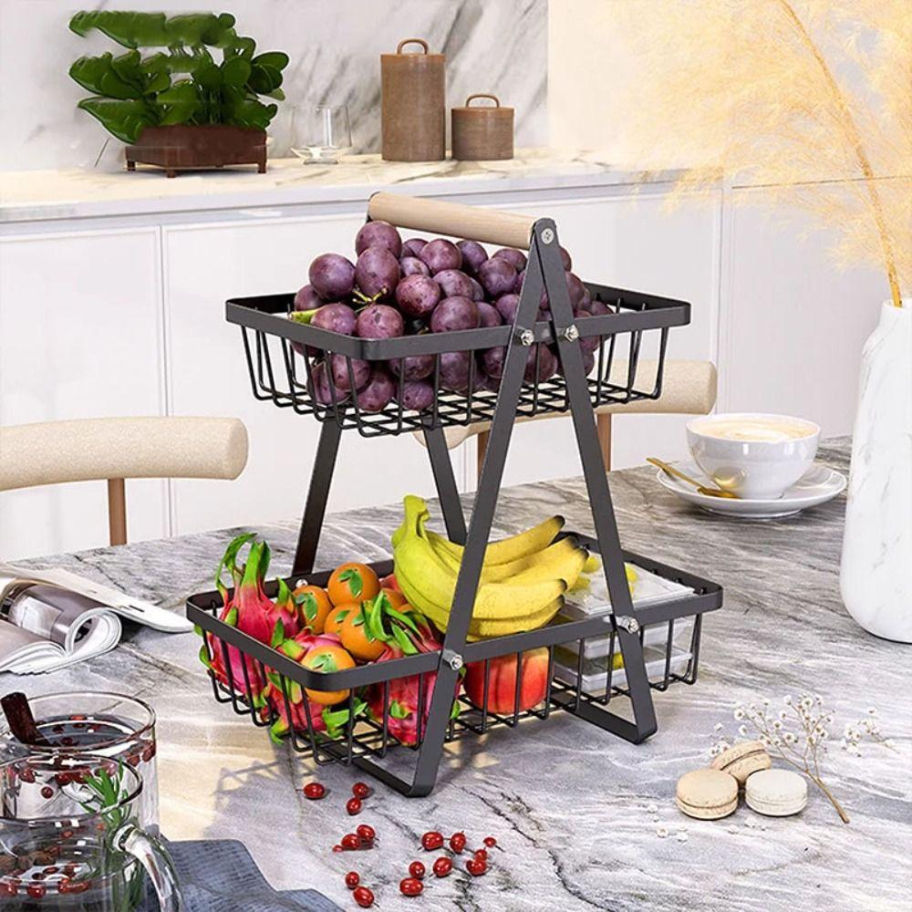 3-Tiers Design Kitchen Organizer Space-Saving Vegetable Storage Basket  Countertop Storage