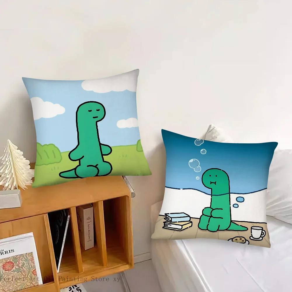 Niedlich Und Minimalistisch Dinosaurier Kissenbezug Quadratisches Kissen Schlafzimmer Sofa Freizeit Komfort Kissen Auto Wohnzimmer Heimdekoration 40X40