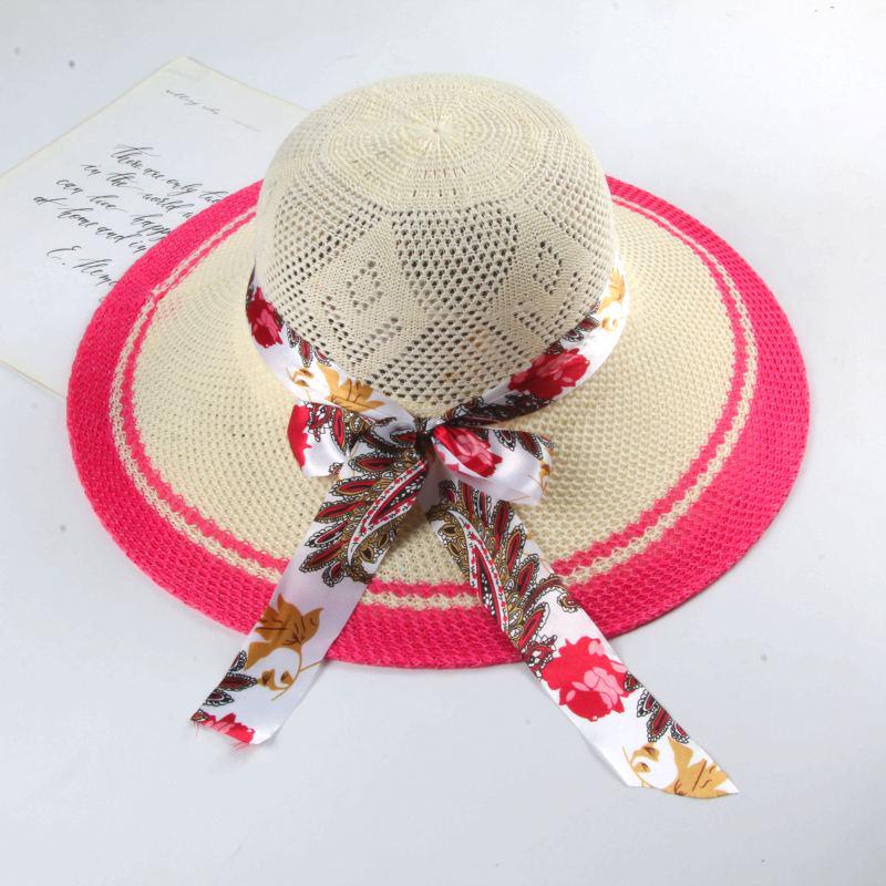Women's Fashionable Sun Protection Wide Brim Straw Hat for Summer Beach and Scenic Outings